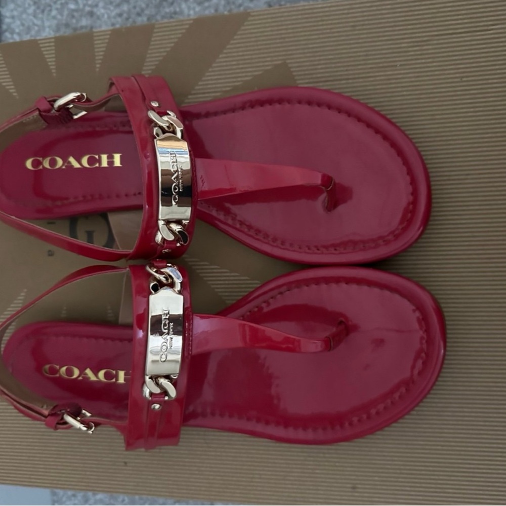 Coach Women's Caterine Sandal Leather Red